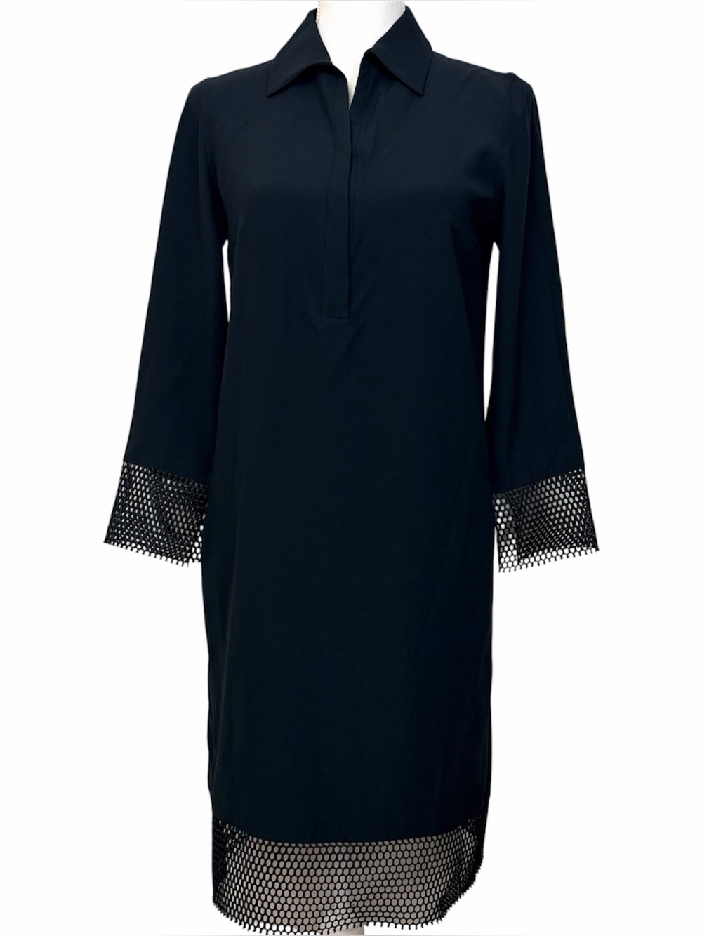 Akris Punto Black Midi Dress - Minimal Label Detail Net Tulle Hem